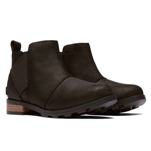 Sorel Emelie Chelsea Boots Size y NL2671-010 Black Suede EUC Ankle Booties - Picture 1 of 12